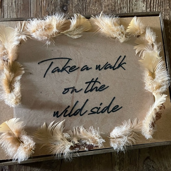 Handmade art with feathers floating frame 11x14 - Picture 4 of 6